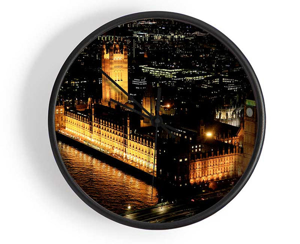 London Houses Of Parliament Ariel View Clock - Wallart-Direct UK
