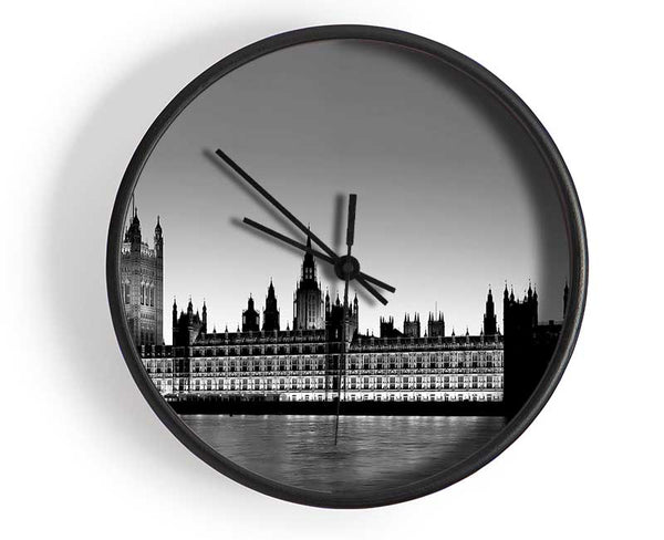 London Houses Of Parliament B n W Clock - Wallart-Direct UK