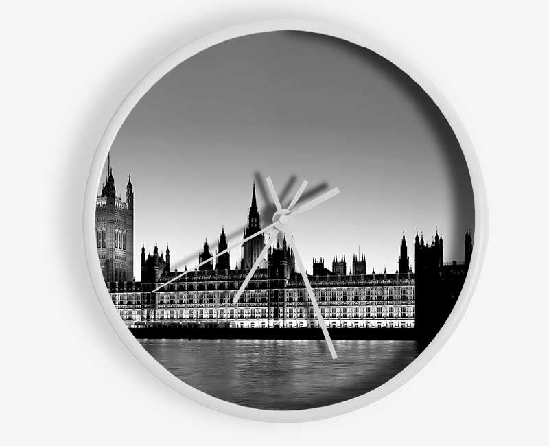 London Houses Of Parliament B n W Clock - Wallart-Direct UK