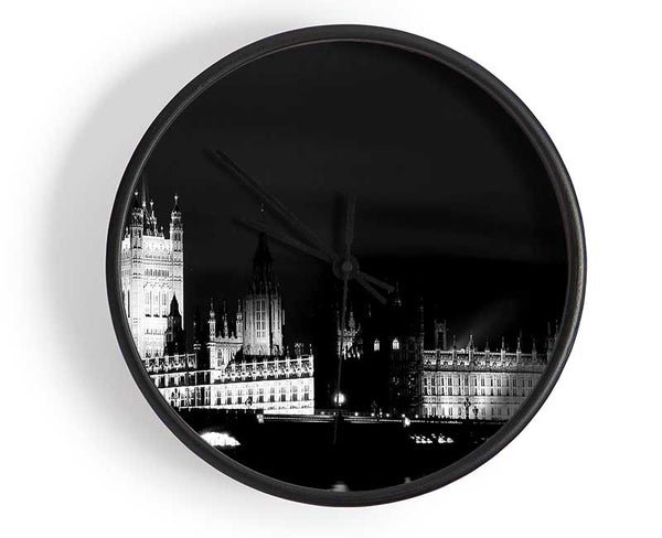 London Houses Of Parliament Dark Nights Clock - Wallart-Direct UK
