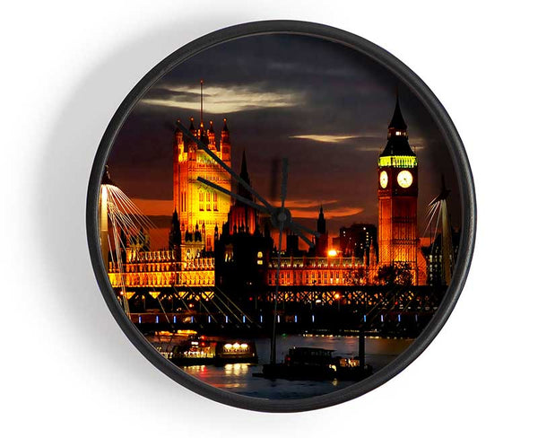 London Houses Of Parliament Lights Clock - Wallart-Direct UK