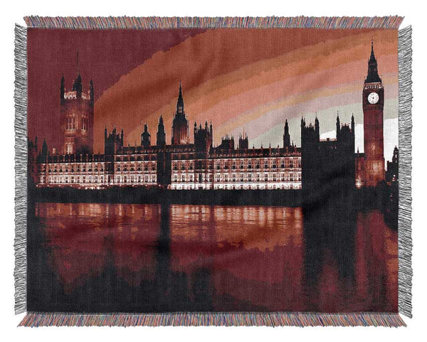 London Houses Of Parliament Red Woven Blanket