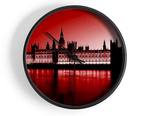 London Houses Of Parliament Red Clock - Wallart-Direct UK