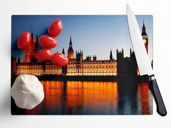 London Houses Of Parliament Reflections Glass Chopping Board