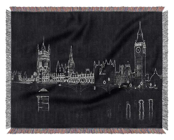 London Houses Of Parliment Woven Blanket