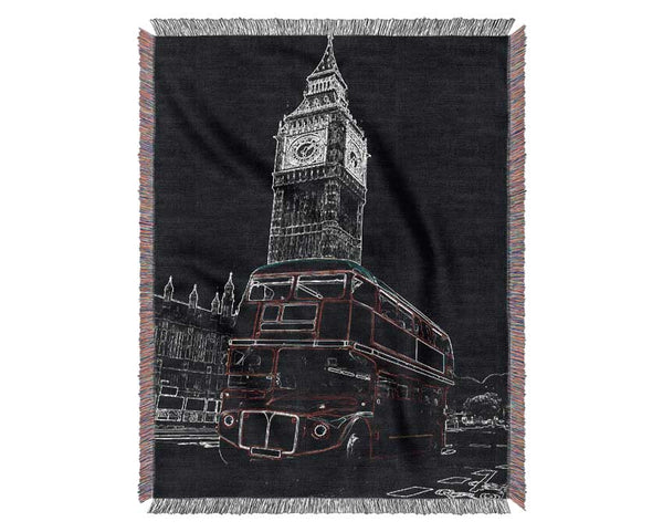 London Night Bus Woven Blanket