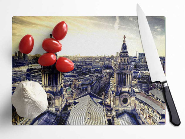 London From St Pauls Glass Chopping Board