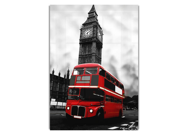 London, roter Bus, Big Ben, B~w