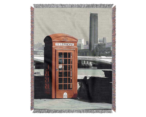 London Red Telephone Box B n W Woven Blanket