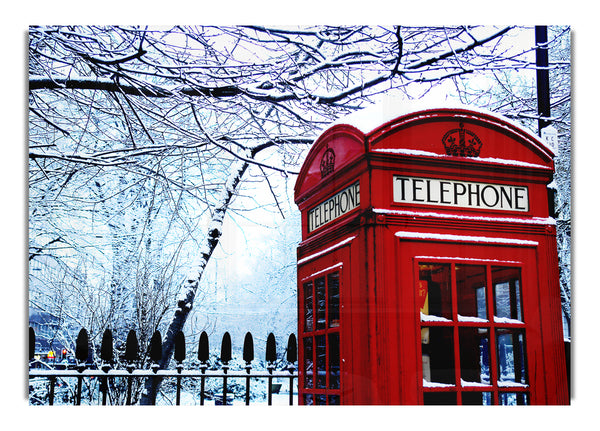 Londoner Telefonzelle im Schnee