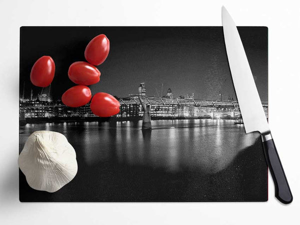 London Thames B n W Nights Glass Chopping Board