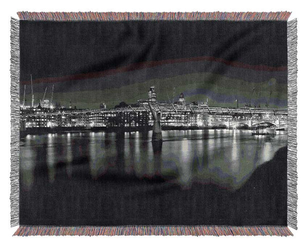 London Thames B n W Nights Woven Blanket