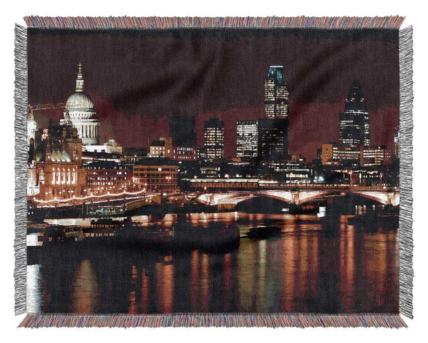 London Thames Night Lights Woven Blanket
