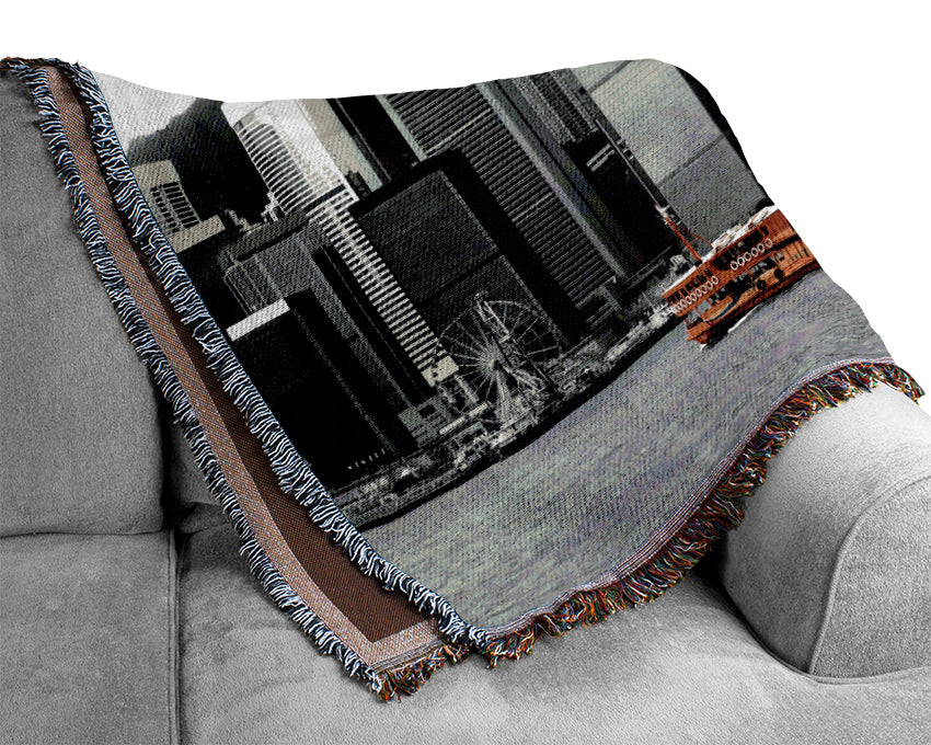 Hong Kong River Boat Woven Blanket