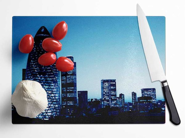 London The Gherkin Blue Cast Glass Chopping Board