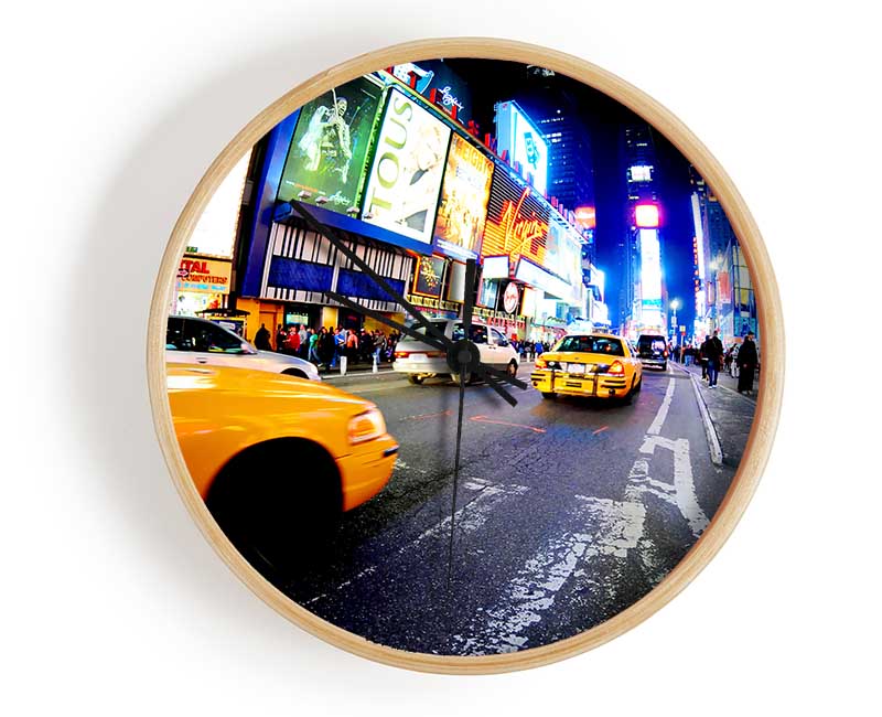 Yellow Cab New York Broadway Drive Clock - Wallart-Direct UK