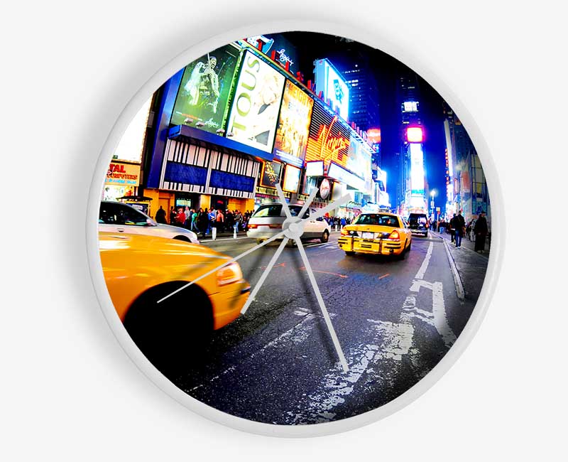 Yellow Cab New York Broadway Drive Clock - Wallart-Direct UK