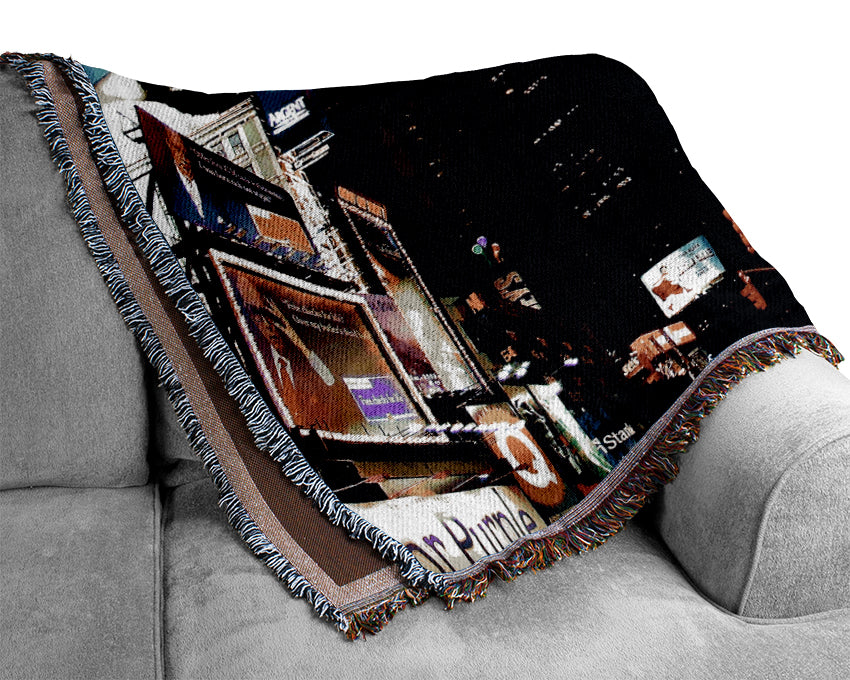 New York Broadway Night Lights Woven Blanket
