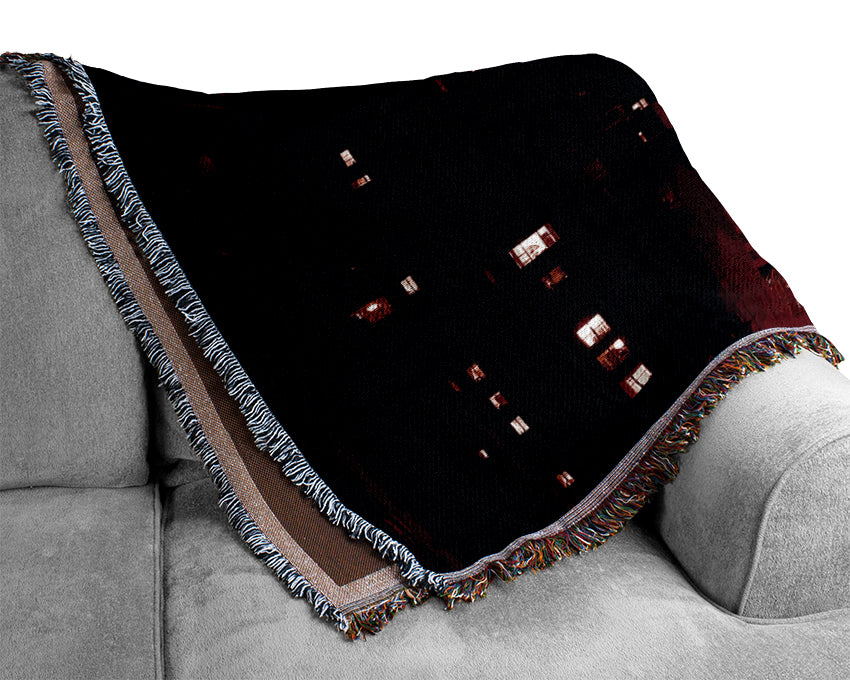 New York City 5Th Avenue Rush Hour Red Woven Blanket