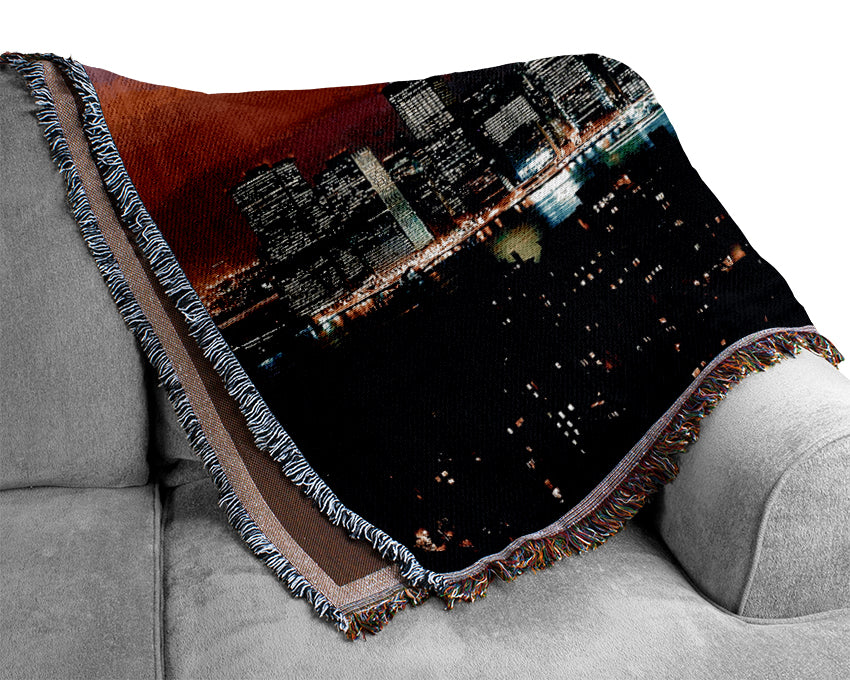 New York City Night Beam Woven Blanket