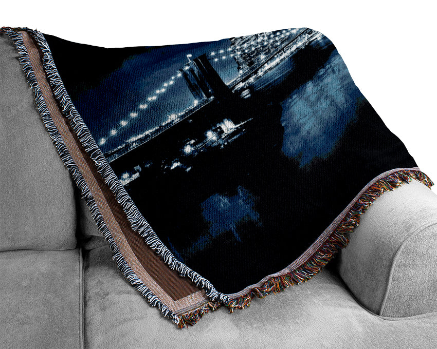 New York City Night Blues Glow Woven Blanket