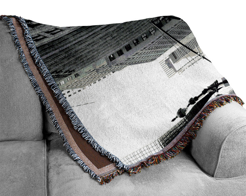 New York City Yellow Taxi Cab On B n W Woven Blanket