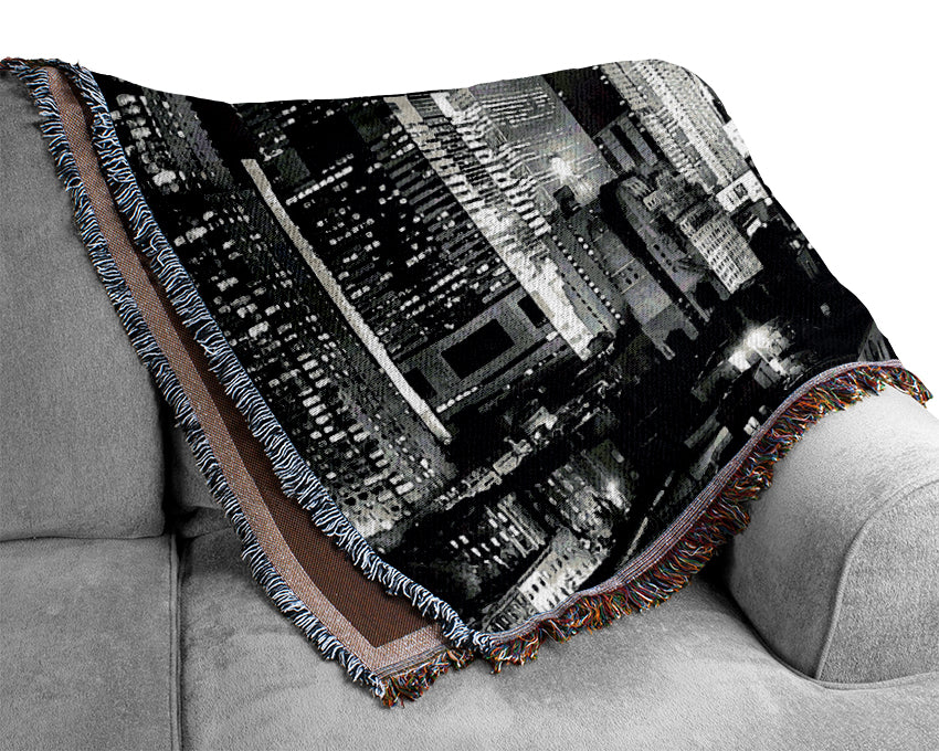 New York Streets B n W Woven Blanket