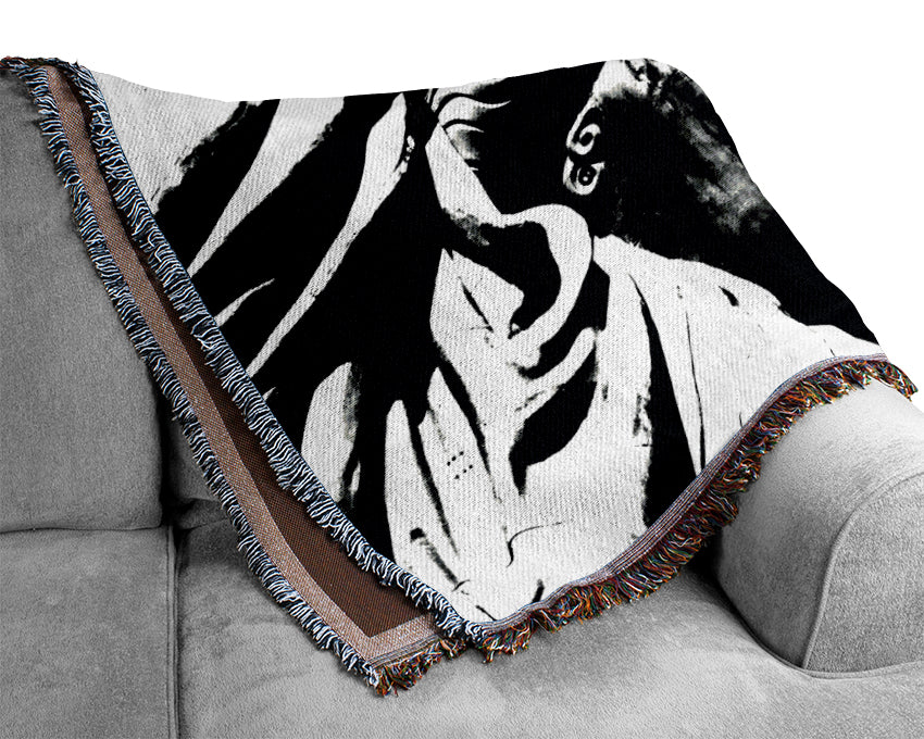 New York The Statue Of Liberty B n W Woven Blanket