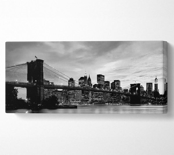 NYC Brooklyn Bridge B n W Cloudy Night