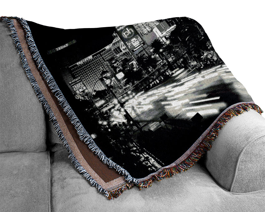 Paris Roads Night Lights B n W Woven Blanket