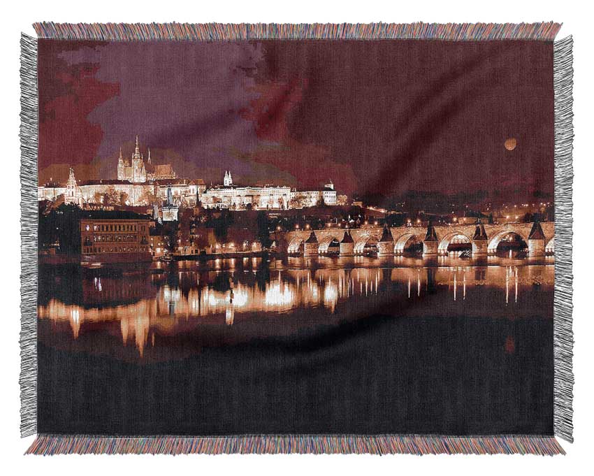 Purple City Reflections Woven Blanket