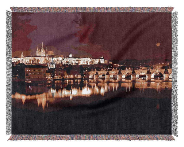 Purple City Reflections Woven Blanket
