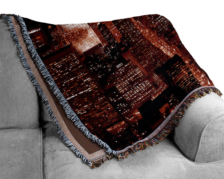 Red Glow City Woven Blanket