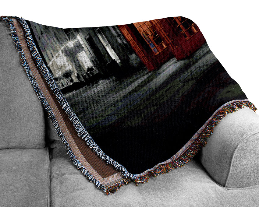 Red Telephone Boxes London England Woven Blanket