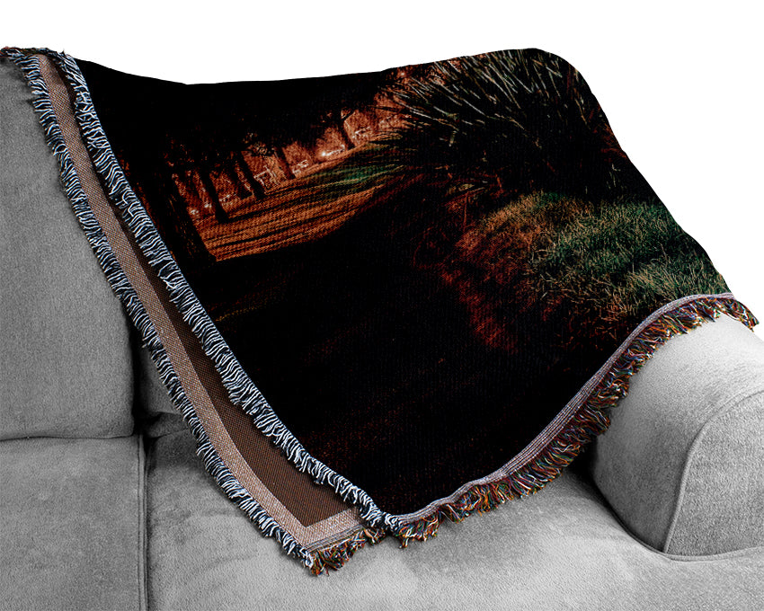 Reflections Of A City River Woven Blanket