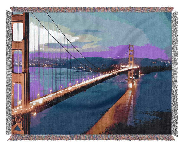 San Francisco Bridge Afar Woven Blanket