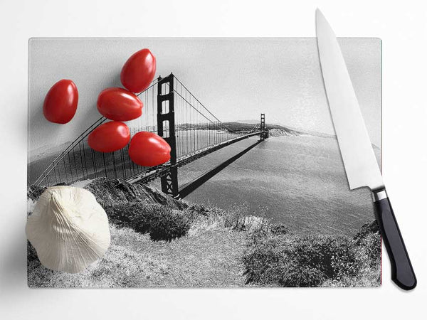 San Francisco Bridge B n W Across The Waters Glass Chopping Board
