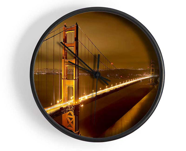 San Francisco Bridge Golden Mist Clock - Wallart-Direct UK