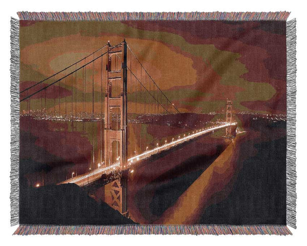 San Francisco Bridge Golden Mist Woven Blanket
