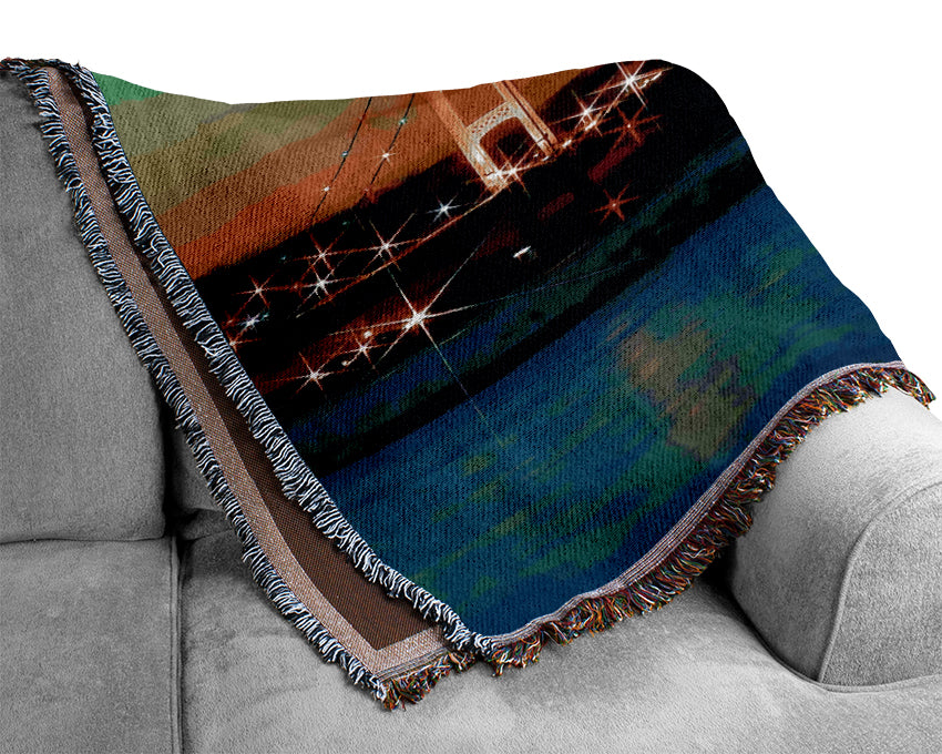 San Francisco Bridge Lights Woven Blanket