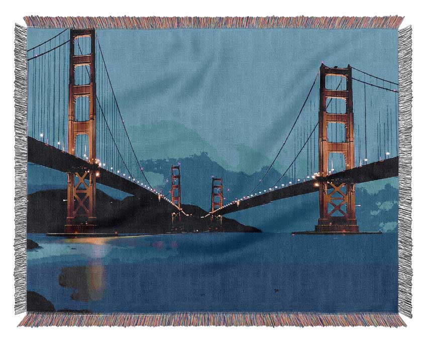 San Francisco Bridge Twins Blue Hue Woven Blanket