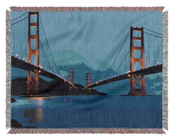 San Francisco Bridge Twins Blue Hue Woven Blanket