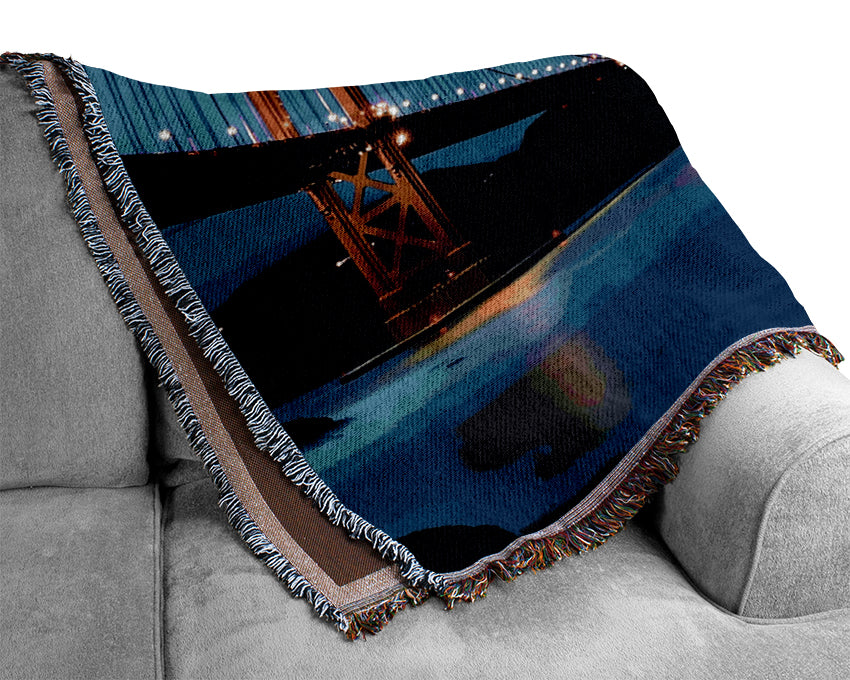 San Francisco Bridge Twins Blue Hue Woven Blanket