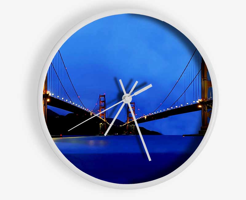 San Francisco Bridge Twins Blue Hue Clock - Wallart-Direct UK