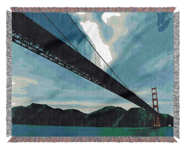 San Francisco Golden Gate Bridge Blue View Woven Blanket