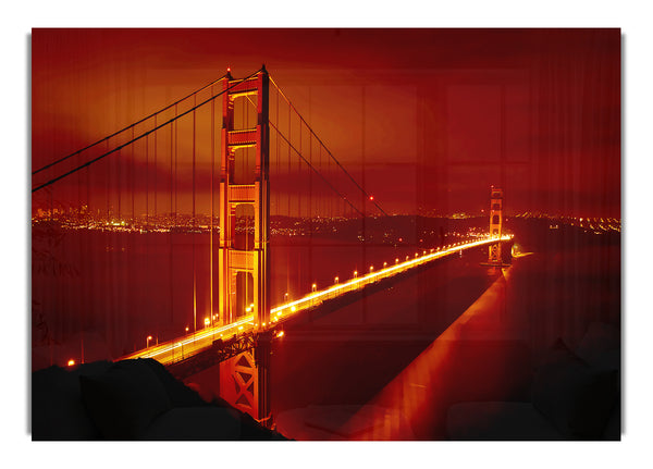 San Francisco Golden Gate Bridge Red Glow