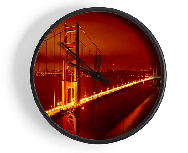 San Francisco Golden Gate Bridge Red Glow Clock - Wallart-Direct UK