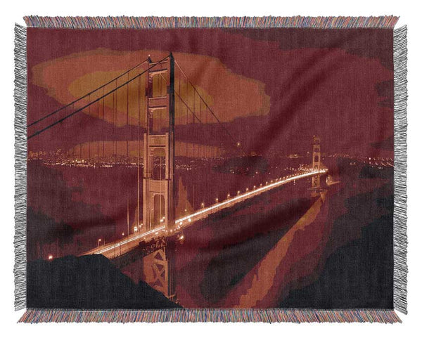 San Francisco Golden Gate Bridge Red Glow Woven Blanket