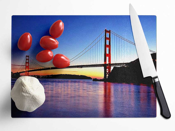 San Francisco Golden Gate Bridge Sunrise Glass Chopping Board