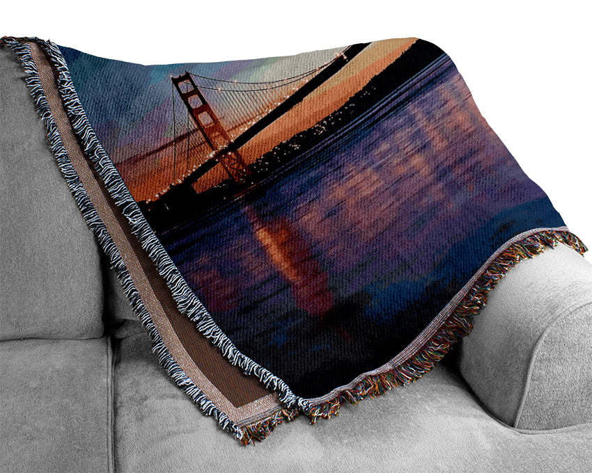 San Francisco Golden Gate Bridge Sunrise Woven Blanket